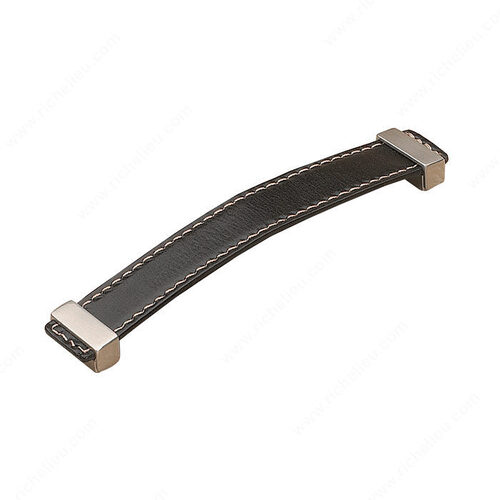 Modern Leather Pull - 7453 Black / Brushed Nickel