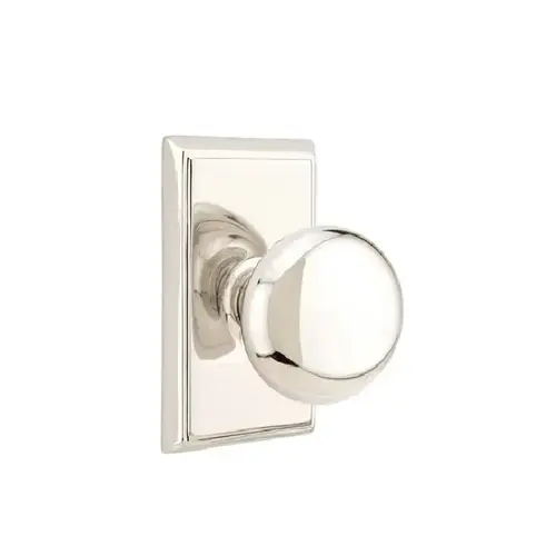 Providence Knob Passage With Rectangular Rose Bright Nickel Finish