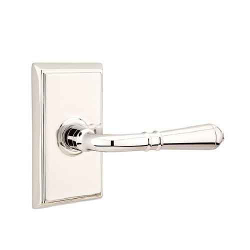 Turino Lever Left Hand Passage With Rectangular Rose Bright Nickel Finish