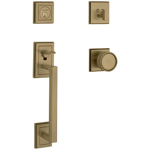 Hollywood Hills Sectional Tubular Single Cylinder Handleset Satin Brass with Brown Finish