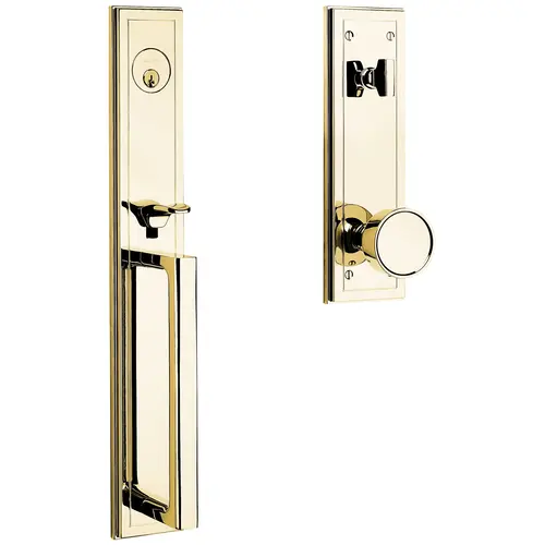 Hollywood Hills Full Escutcheon Tubular Single Cylinder Handleset Lifetime Brass Finish