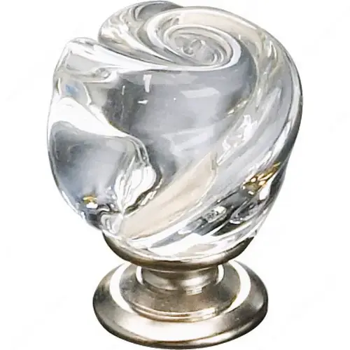 Traditional Murano Glass and Metal Knob - 9030 Clear / Brushed Nickel