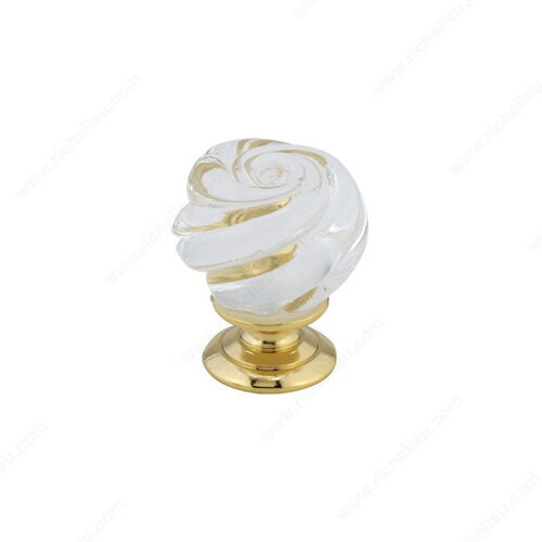 Traditional Murano Glass and Metal Knob - 9030 Brass / Clear