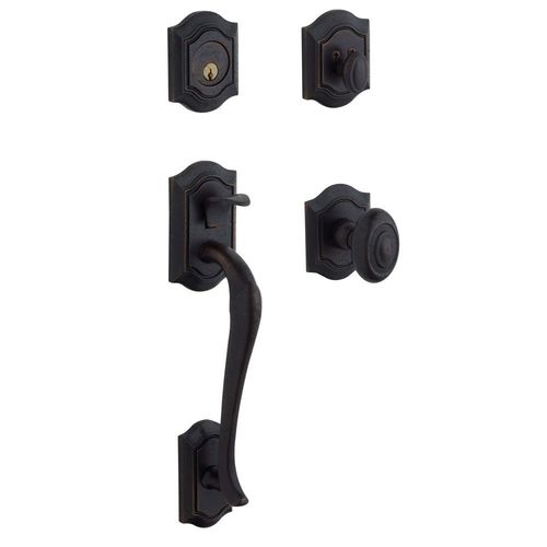 Bethpage Sectional Tubular Single Cylinder Handleset Distressed Oil Rubbed Bronze Finish