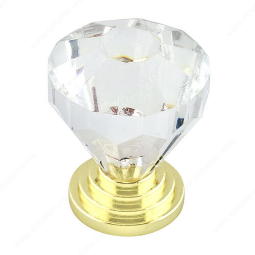 Eclectic Acrylic and Metal Knob - 10089 Brass / Clear