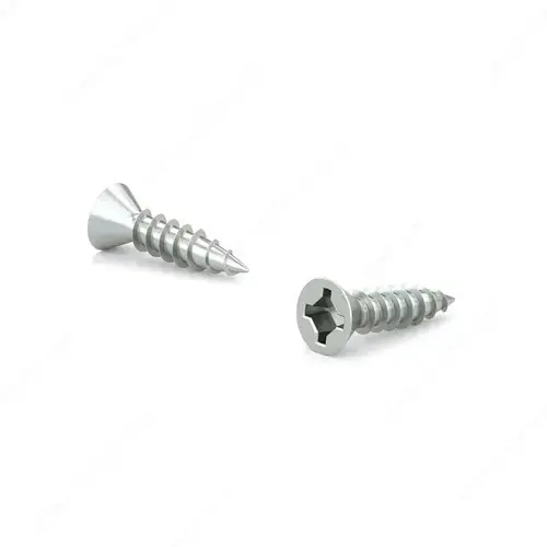 Zinc-Plated Wood Screw, Flat Head, Quadrex Drive, Coarse Thread, Regular Wood Point