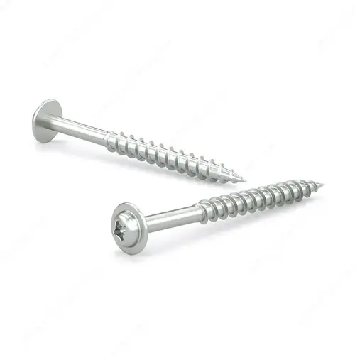 Zinc-Plated Wood Screw, Pan Washer Head, Quadrex Drive, Coarse Thread, Regular Wood Point