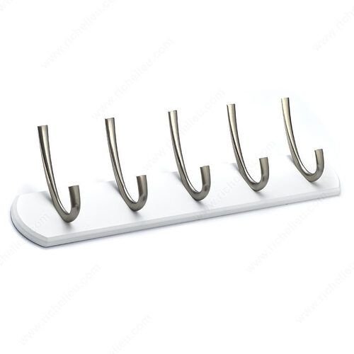 Modern Hook Rack - 215 White / Brushed Nickel