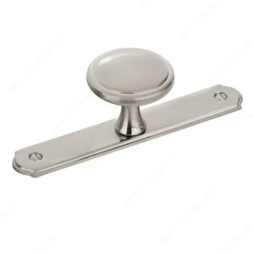 Transitional Metal Wardrobe Knob and Backplate Brushed Nickel