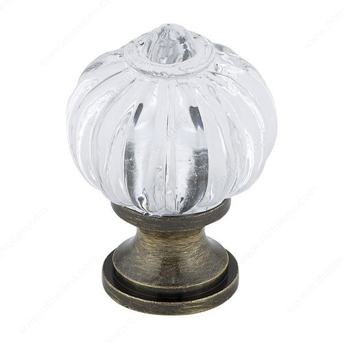 Eclectic Acrylic and Metal Knob - 4035 Clear / Antique English