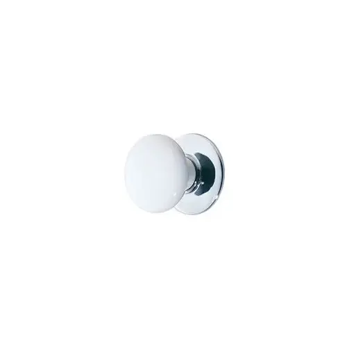 Ice White Porcelain 1-3/8" Cabinet Knob Bright Chrome Finish