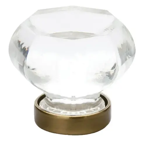 Old Town Clear 1" Cabinet Knob French Antique Brass Finish