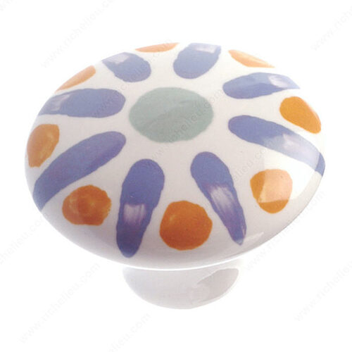 Eclectic Ceramic Knob - 037 Blue Flower