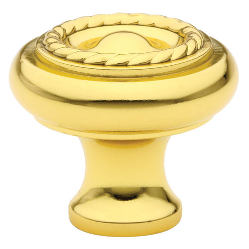 Rope 1-1/4" Cabinet Knob Bright Brass Finish