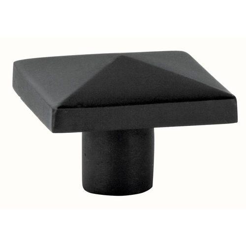 Square 1-1/4" Cabinet Knob Flat Black Finish