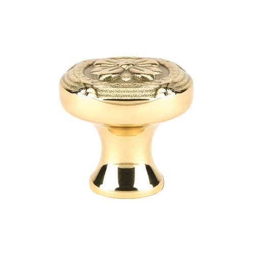 Cabinet Knob 1-1/4" Ribbon And Reed Bright Brass Finish