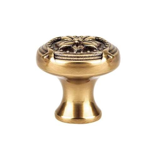 Cabinet Knob 1-1/4" Ribbon And Reed French Antique Brass Finish