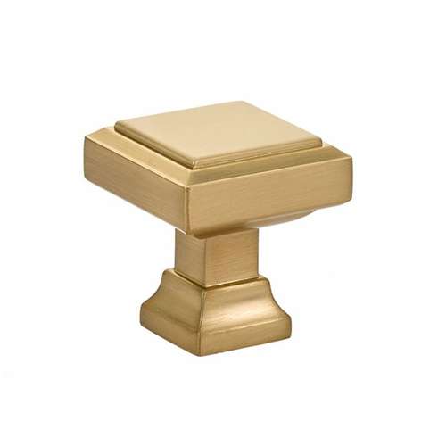 Geometric Square 1-1/4" Cabinet Knob Satin Brass Finish