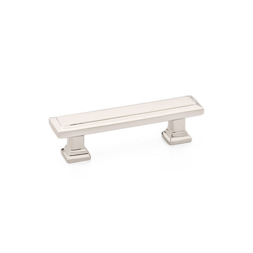 Geometric Rectangular 4" Cabinet Pull Bright Nickel Finish