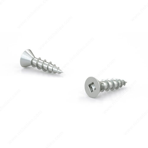 Zinc-Plated Wood Screw, Flat Head, Square Drive, Coarse Thread, Regular Wood Point - pack of 800