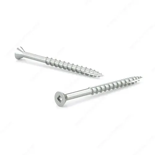 PREMIUM WMX Zinc-Plated Wood Screw, Flat Head with Nibs, Square Drive, Coarse Thread, Type 17 Point - pack of 7000