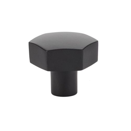 1-1/2" Mod Hex Cabinet Knob Flat Black Finish