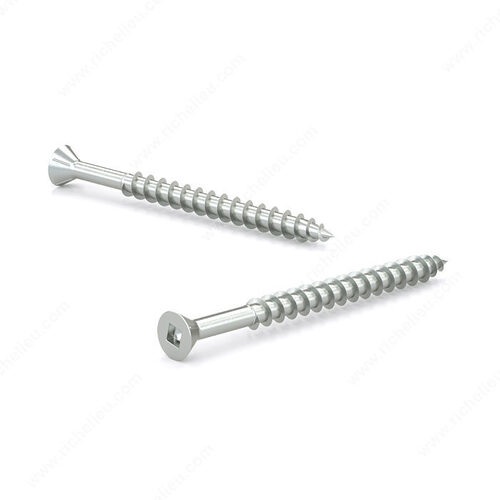 Zinc-Plated Wood Screw, Flat Head With Nibs, Square Drive, Coarse Thread, Regular Wood Point - pack of 225