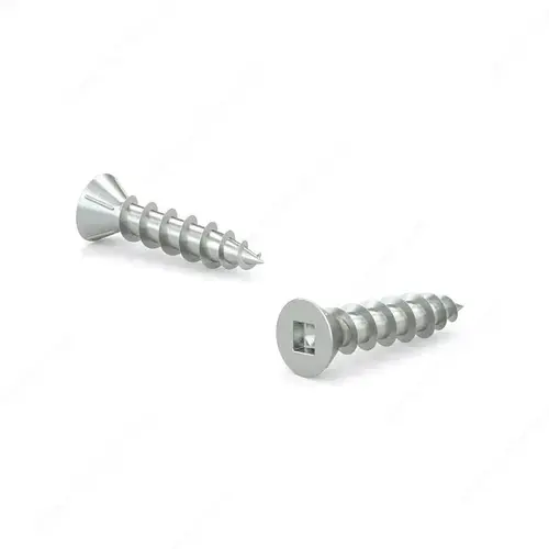 Zinc-Plated Wood Screw, Flat Head With Nibs, Square Drive, Coarse Thread, Regular Wood Point - pack of 1000