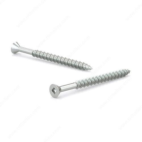 Zinc-Plated Wood Screw, Flat Head With Nibs, Square Drive, Hi-Low Thread, Regular Wood Point - pack of 100