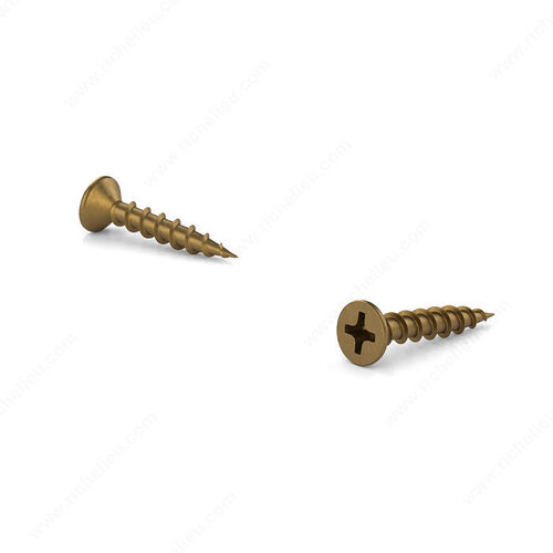 Wood Screw, Flat Head, Phillips Drive, Coarse Thread, Regular Wood Point Antique Brass - pack of 1000