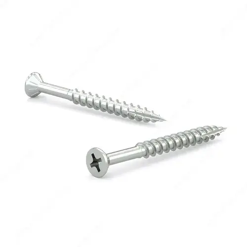 Zinc-Plated Wood Screw, Flat Head With Nibs, Phillips Drive, Coarse Thread, Type 17 Point - pack of 2000