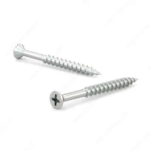 Zinc-Plated Wood Screw, Flat Head with Nibs, Phillips Drive, Coarse Thread, Regular Wood Point - pack of 6000