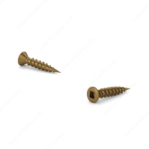 Antique Brass-Plated Wood Screw, Oval Head, Square Drive, Regular Thread, Regular Wood Point - pack of 100