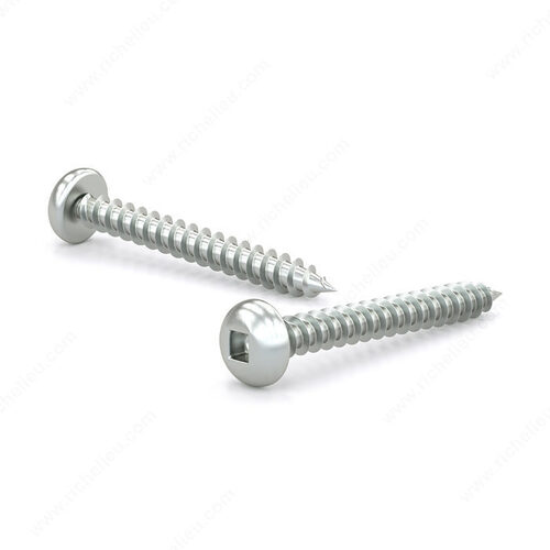 Zinc Plated Metal Screw, Pan Head, Square Drive, Self-Tapping Thread, Type A Point - pack of 800