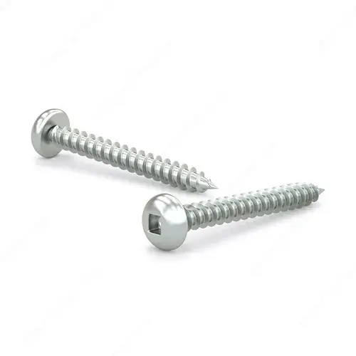 Zinc Plated Metal Screw, Pan Head, Square Drive, Self-Tapping Thread, Type A Point - pack of 100