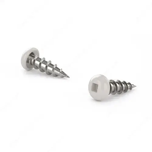 Wood Screw, White Pan Head, Square Drive, Coarse Thread, Regular Wood Point - pack of 1000