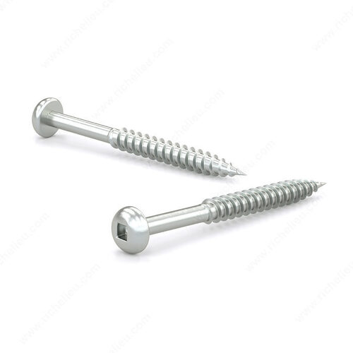 Zinc-Plated Wood screw, Pan Head, Square Drive, Regular Thread, Regular Wood Point - pack of 100