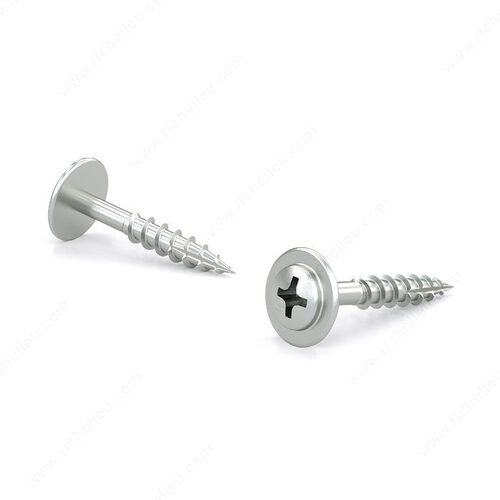 Zinc-Plated Wood Screw, Pan With Large Washer Head, Phillips Drive, Coarse Thread, Type 17 Point - pack of 1000