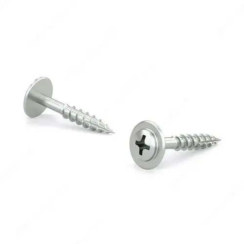 Zinc-Plated Wood Screw, Pan With Large Washer Head, Phillips Drive, Coarse Thread, Type 17 Point - pack of 6000