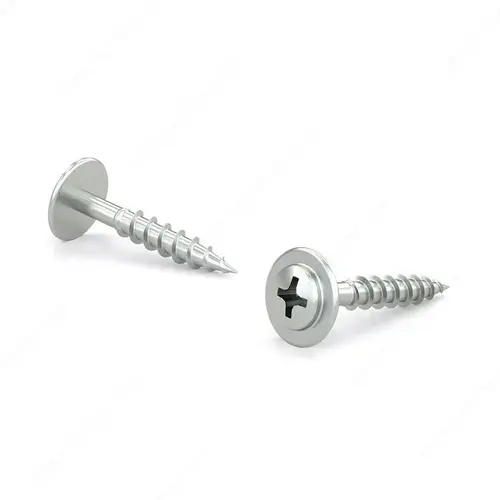 Zinc-Plated Wood Screw, Pan With Large Washer Head, Phillips Drive, Coarse Thread, Regular Wood Point - pack of 1000