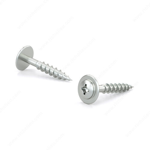 Zinc-Plated Wood Screw, Pan Head with Large Washer, Quadrex Drive, Coarse Thread, Regular Wood Point - pack of 6000