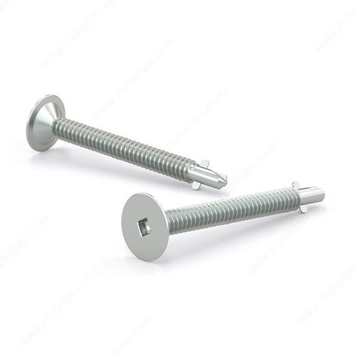 Zinc Plated Metal Screw, Wafer Head, Square Drive, Self-tapping Thread, Self-drilling Point With Reamer - pack of 100