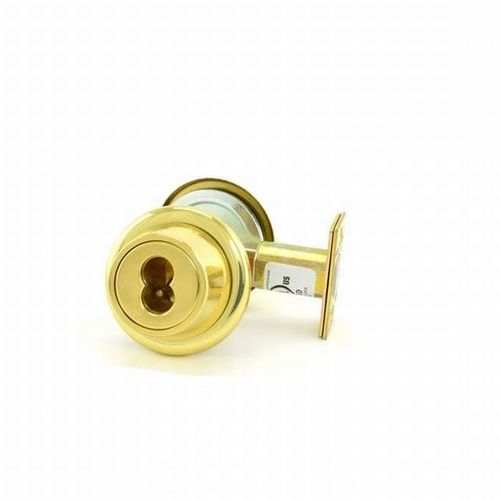 8T Series 2-3/4" Backset 7 Pin Single Cylinder Deadbolt Standard Strike Less Core Bright Brass Finish