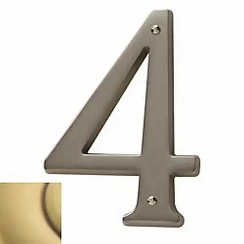 4-3/4" Carded House Number # 4 Satin Brass & Brown Finish