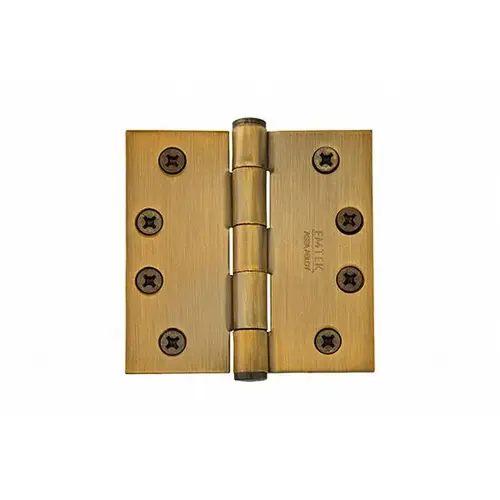 4" X 4" Square Steel Residential Duty Hinge French Antique Brass Finish Pair