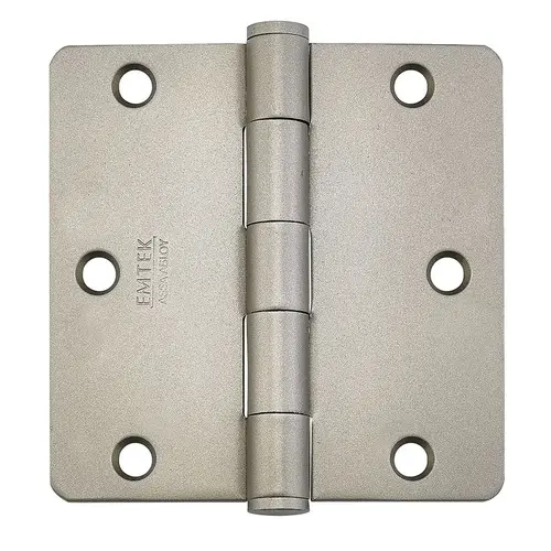 3-1/2" X 3-1/2" 1/4" Radius Steel Residential Duty Hinge Tumbled White Bronze Finish Pair