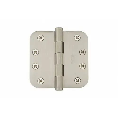 4" X 4" 5/8" Radius Steel Residential Duty Hinge Satin Nickel Finish Pair