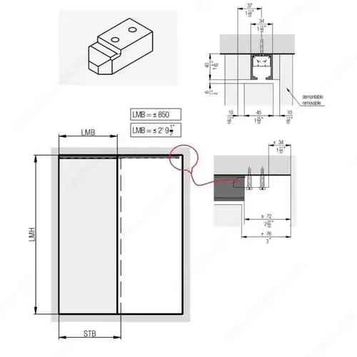 HAWA Track Support Fastener