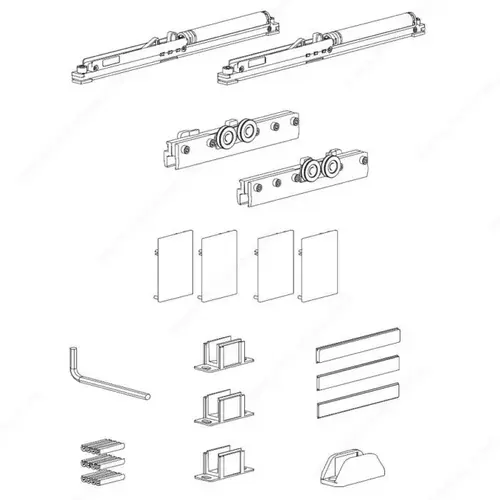 Terno Solo Vetro 80 Hardware Set with Two Soft-Close Mechanisms