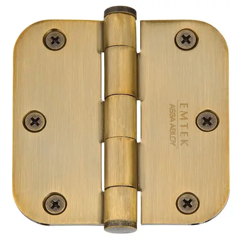 Emtek 92033US7 3-1/2" X 3-1/2" 5/8" Radius Heavy Duty Steel Hinge French Antique Brass Finish Pair